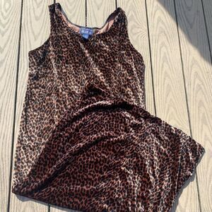 Vintage Maxi Velour Cheetah Print Dress Medium Blue J retro Y2K